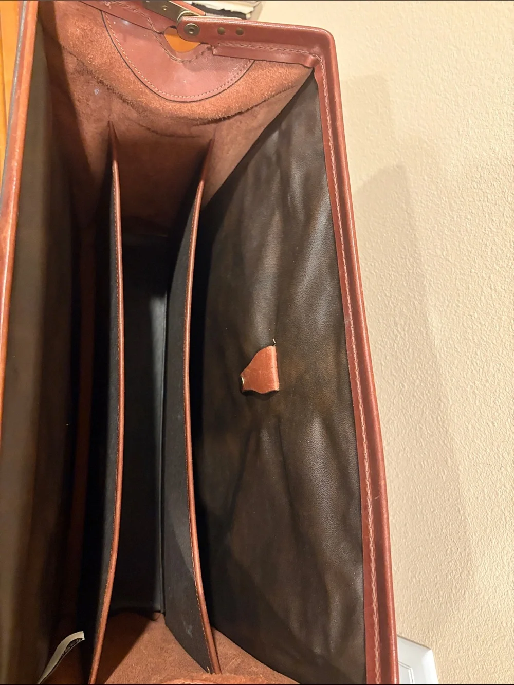 Vintage Schlesinger Men's Belting Leather Briefcase Bag in Cognac